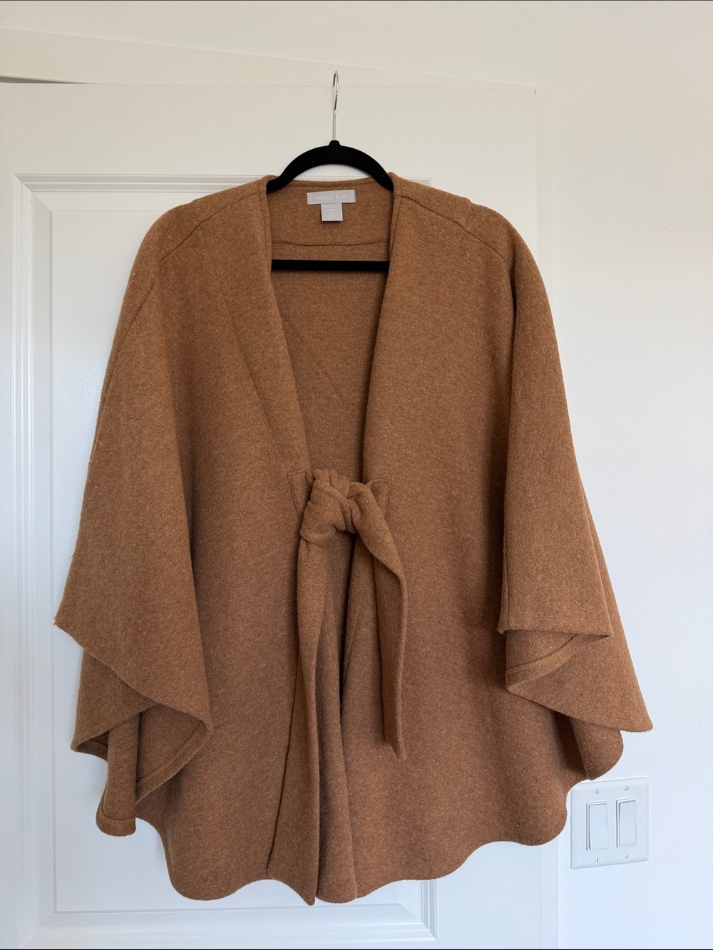 Nordstrom Camel Tie-Front Cape Sweater
